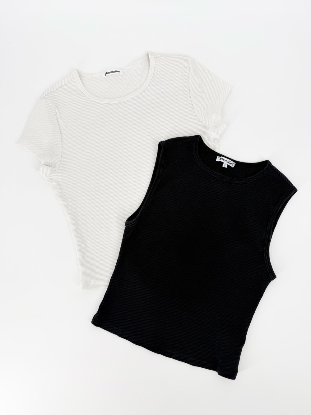 Reformation set of 2 shirts tank top and short sleeve black white